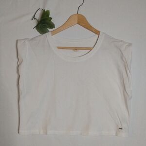 Kids Made Here White Women's Box Cap Sleeve Crop Top High End Small
